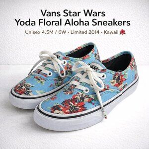 Vans x Star Wars Aloha Yoda Floral Sneakers Blue Unisex 4.5M 6W Limited Edition